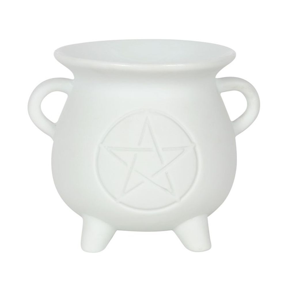 White Pentagram Cauldron Oil Burner - Spooky Dooky