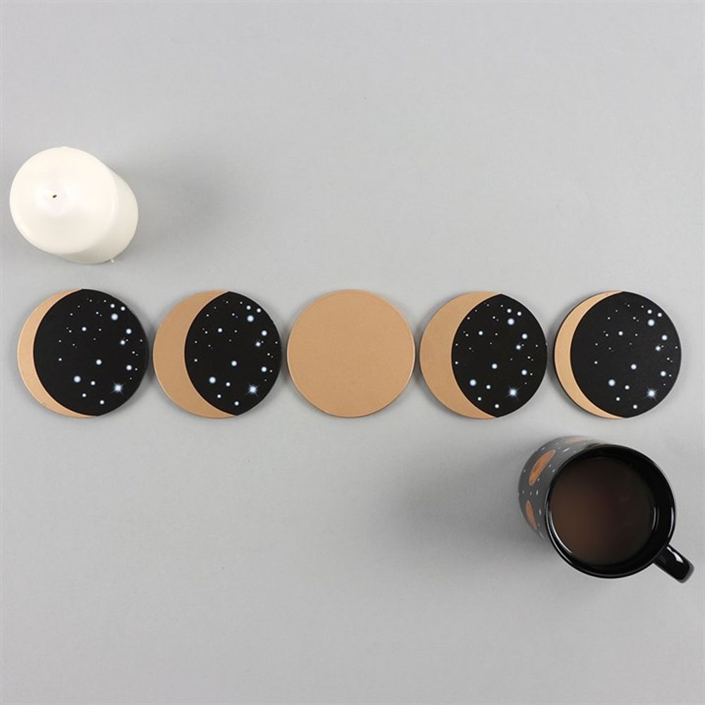 Moon Phases 5-Piece Coaster Set - Spooky Dooky