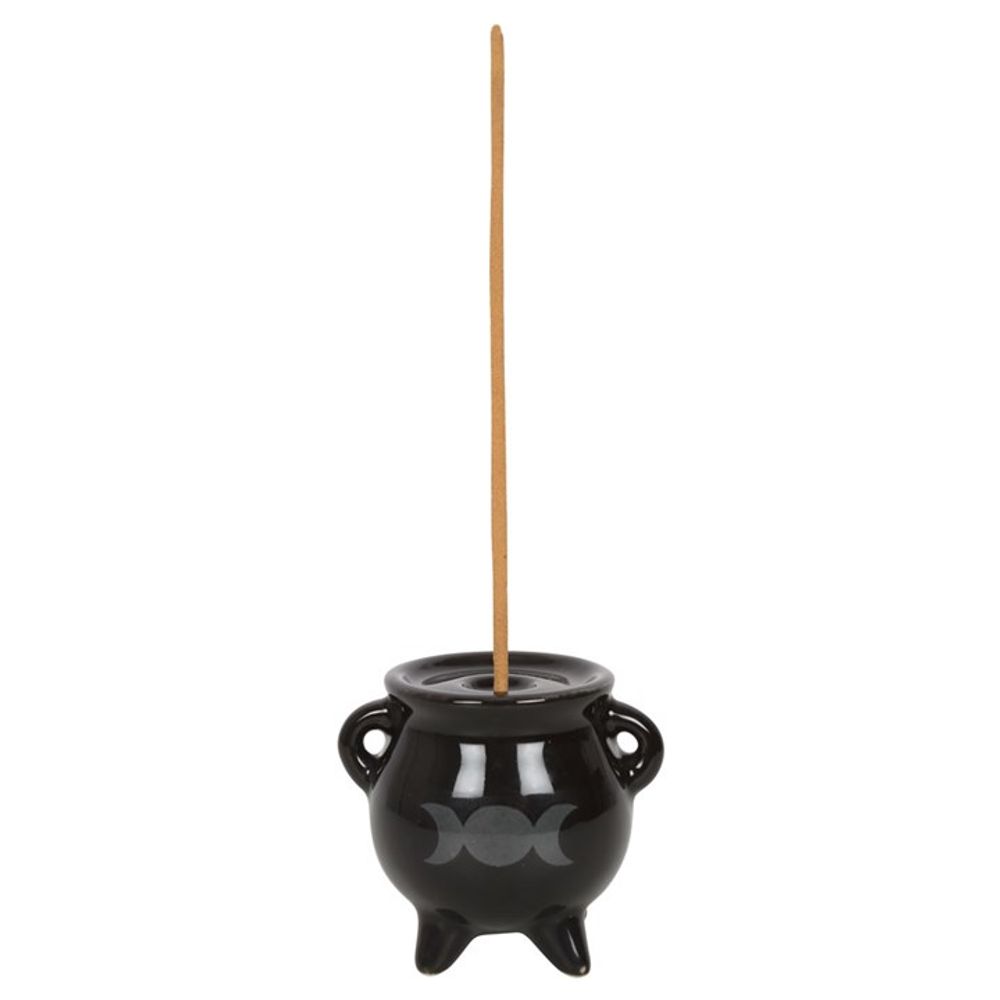 Triple Moon Cauldron Ceramic Incense Holder - Spooky Dooky