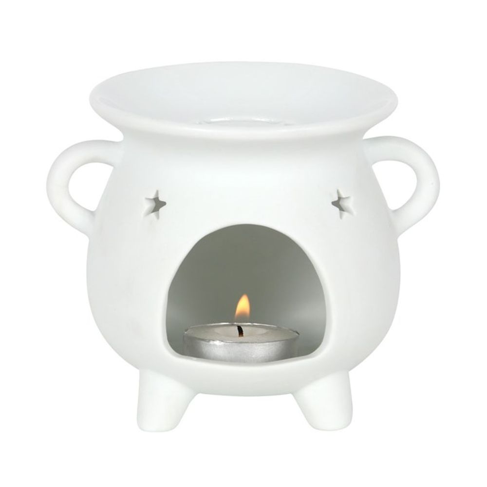 White Pentagram Cauldron Oil Burner - Spooky Dooky
